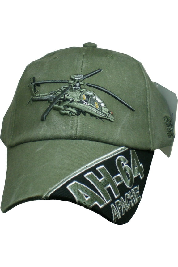 US Army AH-64 Apache Helicopter Green Adjustable Baseball Cap