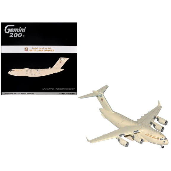 Boeing C-17 Globemaster III Transport Aircraft "United Arab Emirates Air Force" Beige 1/200 Diecast Model Airplane by GeminiJets