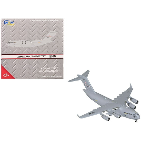 Boeing C-17 Globemaster III Transport Aircraft "Wright-Patterson Air Force Base - United States Air Force" (000-0178) Gray "Gemini Macs" Series 1/400 Diecast Model Airplane by GeminiJets