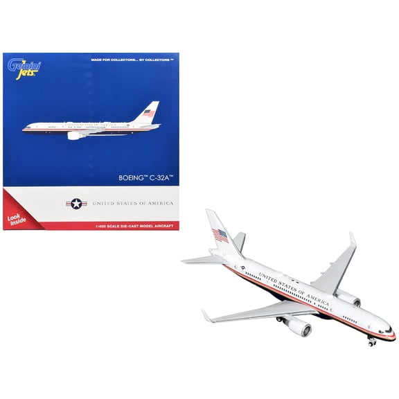 Boeing C-32A Transport Aircraft "Air Force Two - United States of America" (99-0003) White and Blue with Red Stripes 1/400 Diecast Model Airplane by GeminiJets