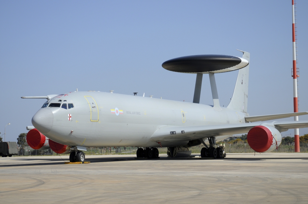 Boeing E-3D AWACS of the Royal Air Force Canvas Art - Riccardo NiccoliStocktrek Images (34 x 23)