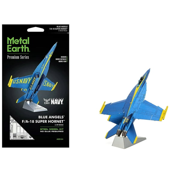 Boeing F/A-18 Super Hornet Fighter Aircraft "Blue Angels #5" US Navy (Challenging Difficulty) Steel Model Kit by Metal Earth
