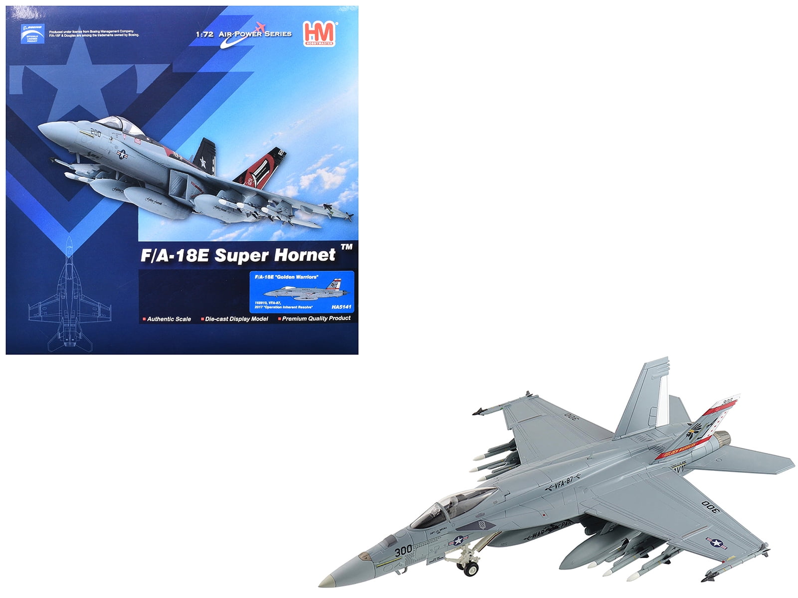 Boeing F/A-18E Super Hornet Fighter Aircraft Golden Warriors" 2017 US Navy "Air Power Series" 1/72 Diecast Model by Hobby Master