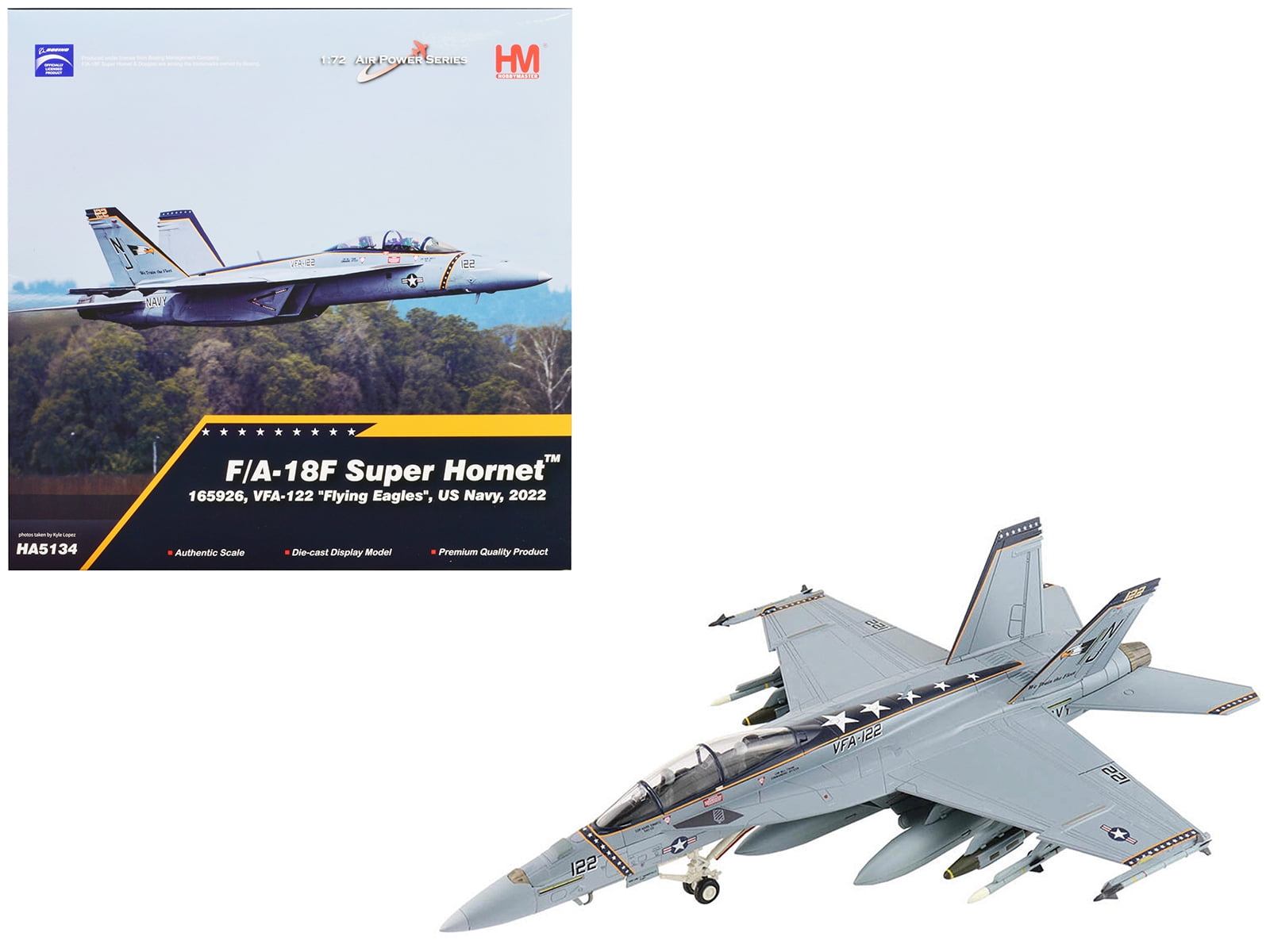 Boeing F/A-18F Super Hornet Fighter Aircraft "VFA-122, Flying Eagles" (2022) US Navy 1/72 Diecast Model by Hobby Master