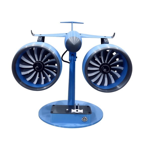 Boeing Inspired 3D-Printed Portable Desk Fan, Runtime Aviation Turbine Table Fan, Quiet Rechargeable Personal Fan, Unique Tech Office Gift for Men, Dad, Pilots (Blue)