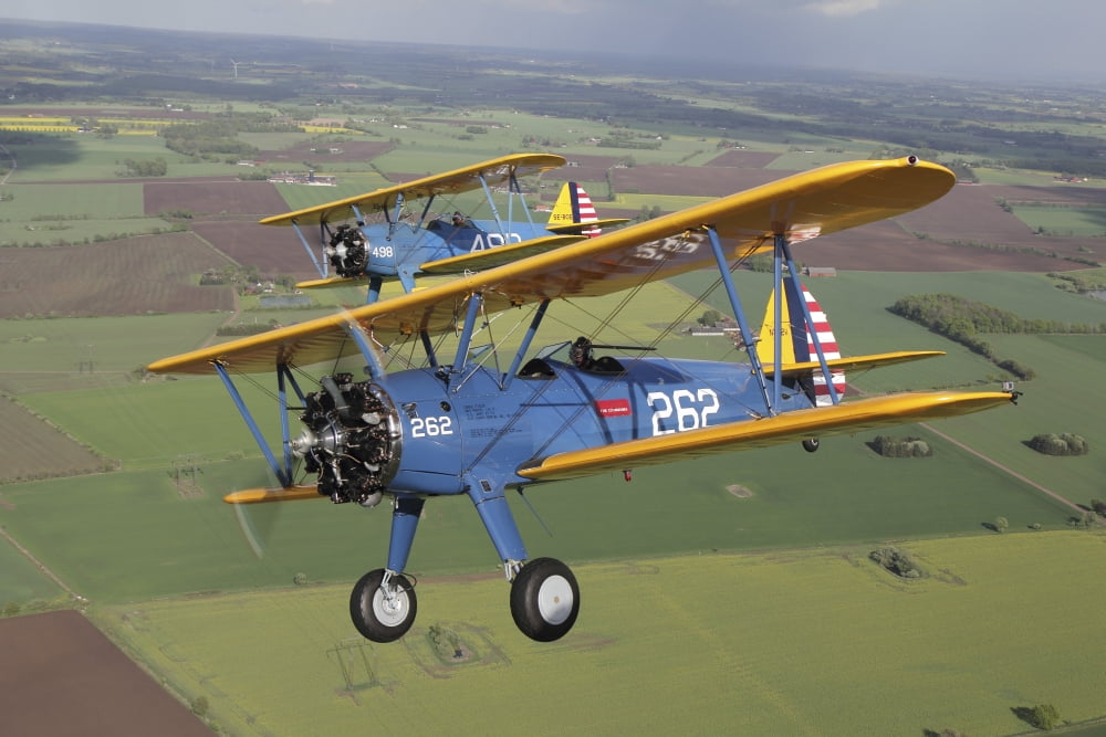 Boeing Stearman Model 75 Kaydet in US Army colors Canvas Art - Daniel KarlssonStocktrek Images (35 x 23)