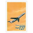 thumbnail image 1 of Boeing Super 727 Jet Airplane - United Airlines - Vintage Airline Travel Poster by C. Bail c.1969 - Fine Art Matte Paper Print (Unframed) 30x44in, 1 of 4
