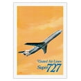 thumbnail image 1 of Boeing Super 727 Jet Airplane - United Airlines - Vintage Airline Travel Poster by C. Bail c.1969 - Fine Art Rolled Canvas Print 27in x 40in, 1 of 4