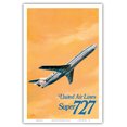 thumbnail image 1 of Boeing Super 727 Jet Airplane - United Airlines - Vintage Airline Travel Poster by C. Bail c.1969 - Master Art Print (Unframed) 12in x 18in, 1 of 4