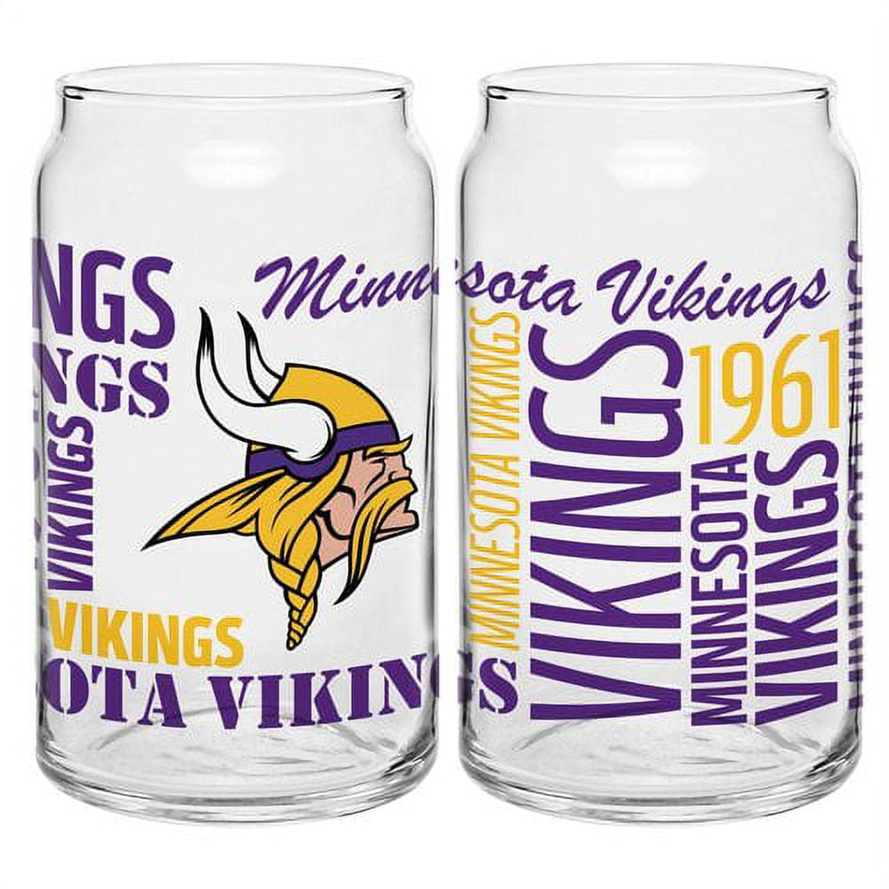 2 NEW Minnesota Vikings Miller Lite 60 Season Nucleated Tall Beer Pint  Glasses