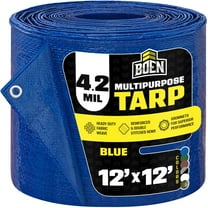 12 ft. x 12 ft. Multi-Purpose Blue Poly Tarp Cover 5 Mil Thick Weave Material, Waterproof