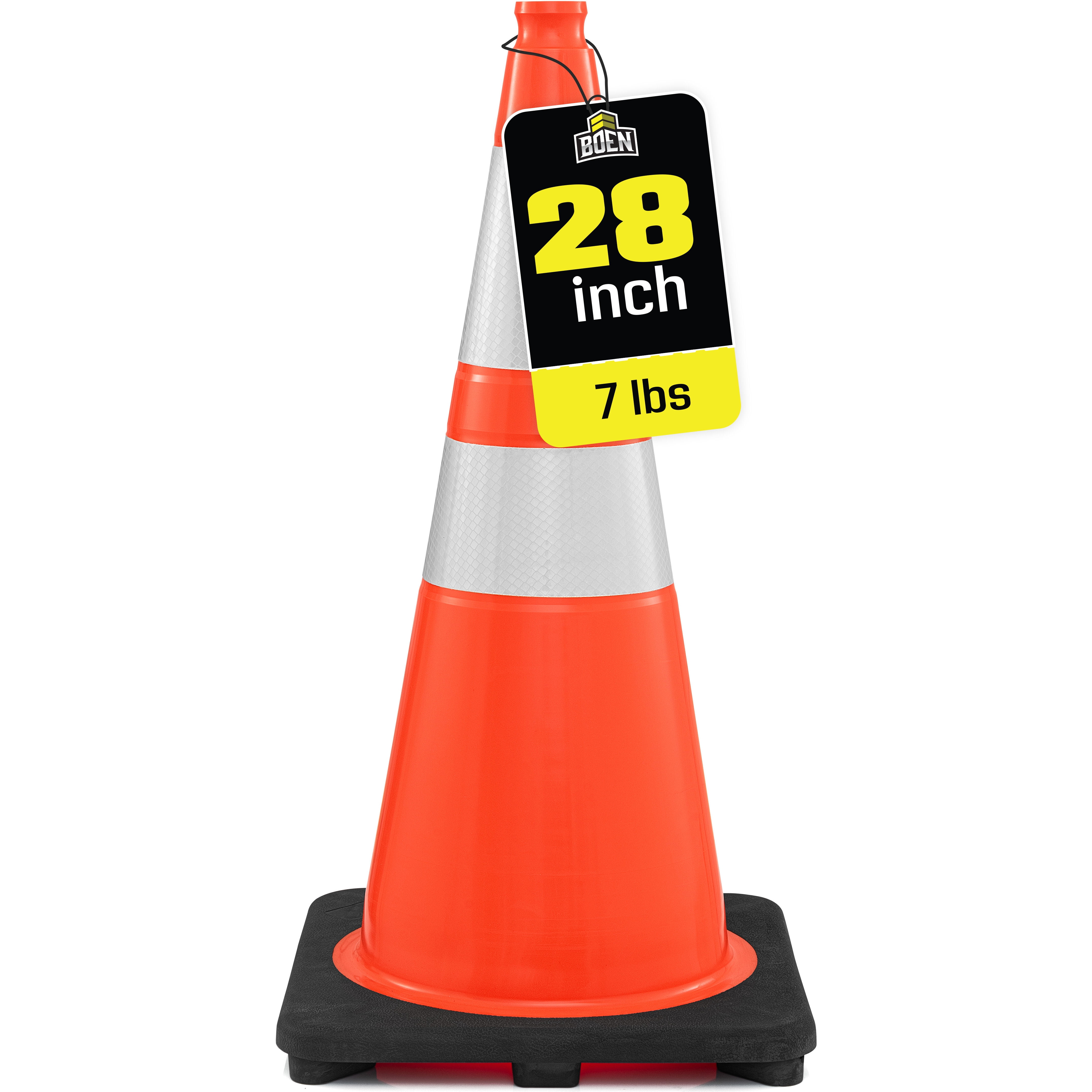 BOEN 28 in Orange Reflective Traffic Cone, 7 lb DOT MUTCD Road Safety, 1 Pack