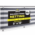 thumbnail image 1 of Boen 3' x 16' ft Balcony Privacy Screen, Fence Windscreen Cover UV Protection Weather-Resistant Mesh Cloth Shade Netting with Grommets for Patio, Backyard, Deck, Outdoor Porch, Railing - Grey & White, 1 of 8