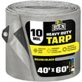 thumbnail image 1 of 40 ft. x 60 ft. Heavy-Duty Commercial Silver/Black Tarp Cover 10 Mil Thick Weave Material, Waterproof, 1 of 8