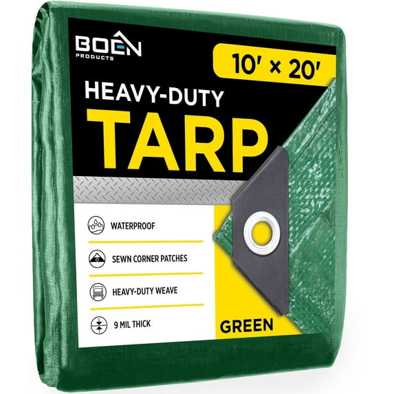 10 ft. x 20 ft. Multi-Purpose Blue Poly Tarp Cover 8 Mil Thick Weave Material, Waterproof Material, Waterproof