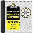 thumbnail image 1 of Boen - Plastic Hex Chicken Wire Mesh Temporary Fence Roll (4' x 25' - Black) - Plastic Fence Poultry Netting for Temporary or Semi Permanent Enclosures, Deer Netting Fence, Construction Fencing, 1 of 7