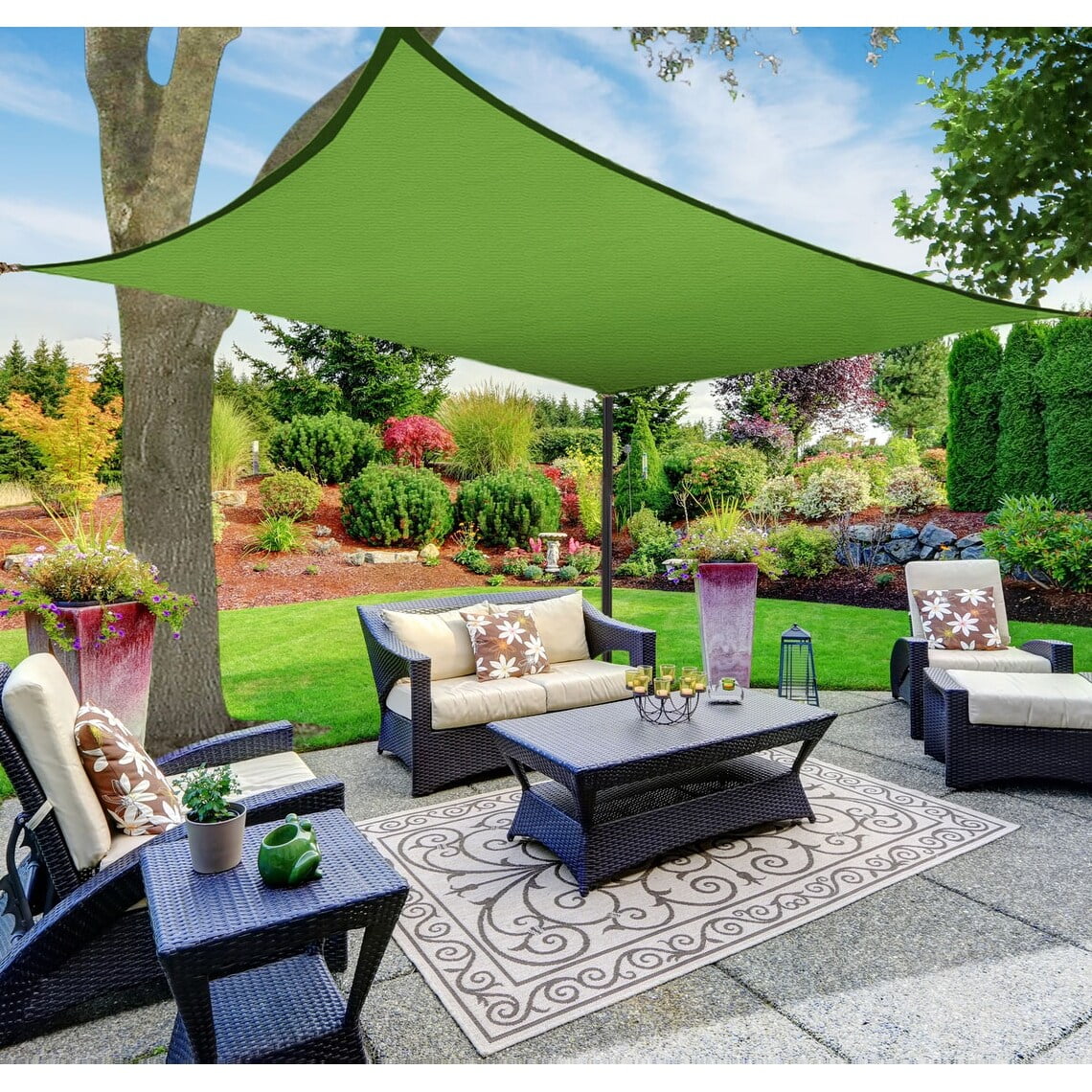 Green HDPE 8' x 10' Rectangular Shade Sail