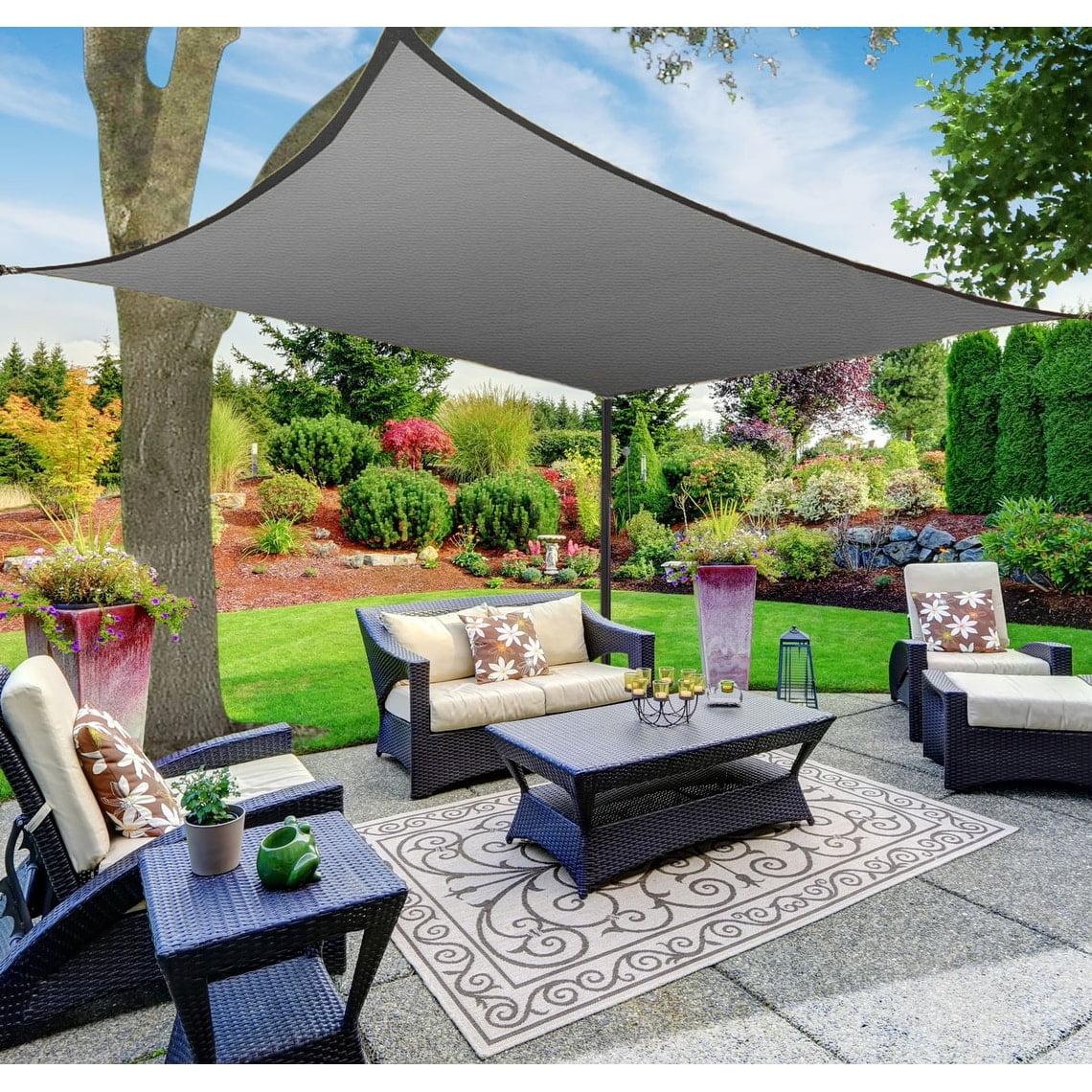 Gray 8' x 12' UV-Blocking Rectangular Patio Shade Sail
