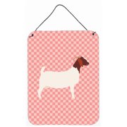 Boer Goat Pink Check Wall or Door Hanging Prints - Pink - 12 x 16 in.