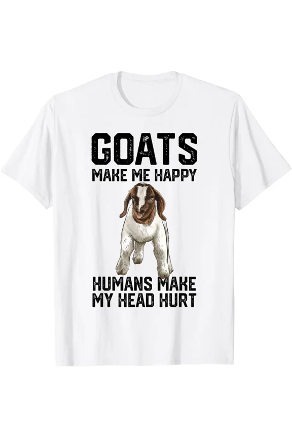 Boer Goats Make Me Happy Humans Make My Head Hurt T-Shirt Unisex S-5XL Hot Trending Shirt, Vintage Birthday Gift