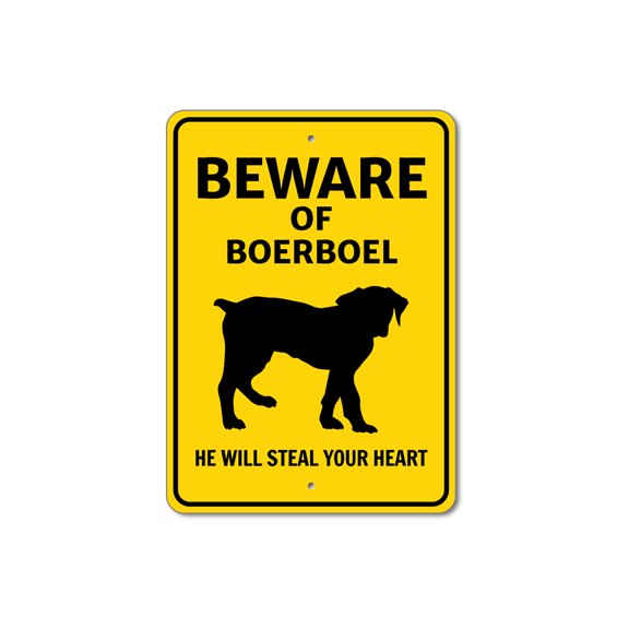 Boerboel Dog Beware He Will Steal Your Heart K9 Aluminum Metal Decor Sign - 4x18 inches