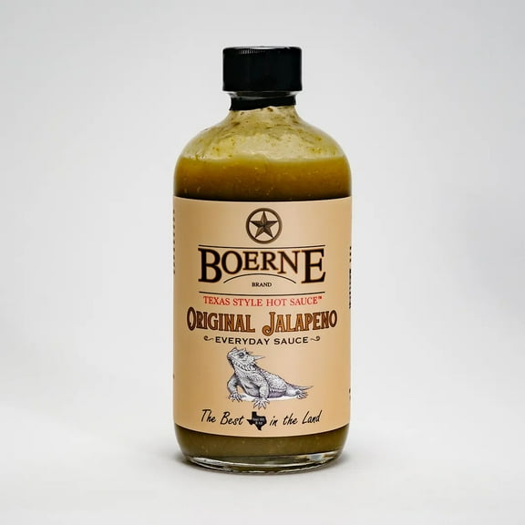 Boerne Original Jalapeno SB Texas Style Hot Sauce Glass Bottle Vegan, Gluten Free, 8oz
