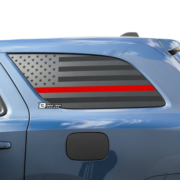 Bogar Tech Designs Precut American Flag Rear Side Quarter Window Decal Stickers Compatible with Dodge Durango 2014-2021, Thin Red Line