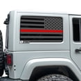 thumbnail image 1 of Bogar Tech Designs Precut American Flag Rear Side Window Decal Stickers Compatible with and Fits 4 Door Jeep Wrangler JK JKU 2007-2018, Thin Red Line, 1 of 5