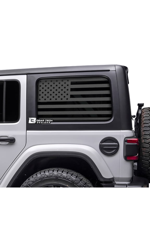 Precut American Flag Vinyl Rear Side Window Decal Stickers Compatible with Jeep Wrangler JL JLU 2018-2021, Matte Black