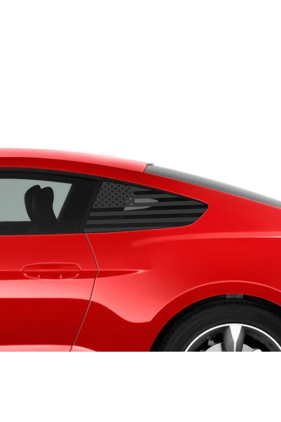 Precut Quarter Window American Flag Vinyl Decal Compatible with Ford Mustang 2015-2021, Matte Black