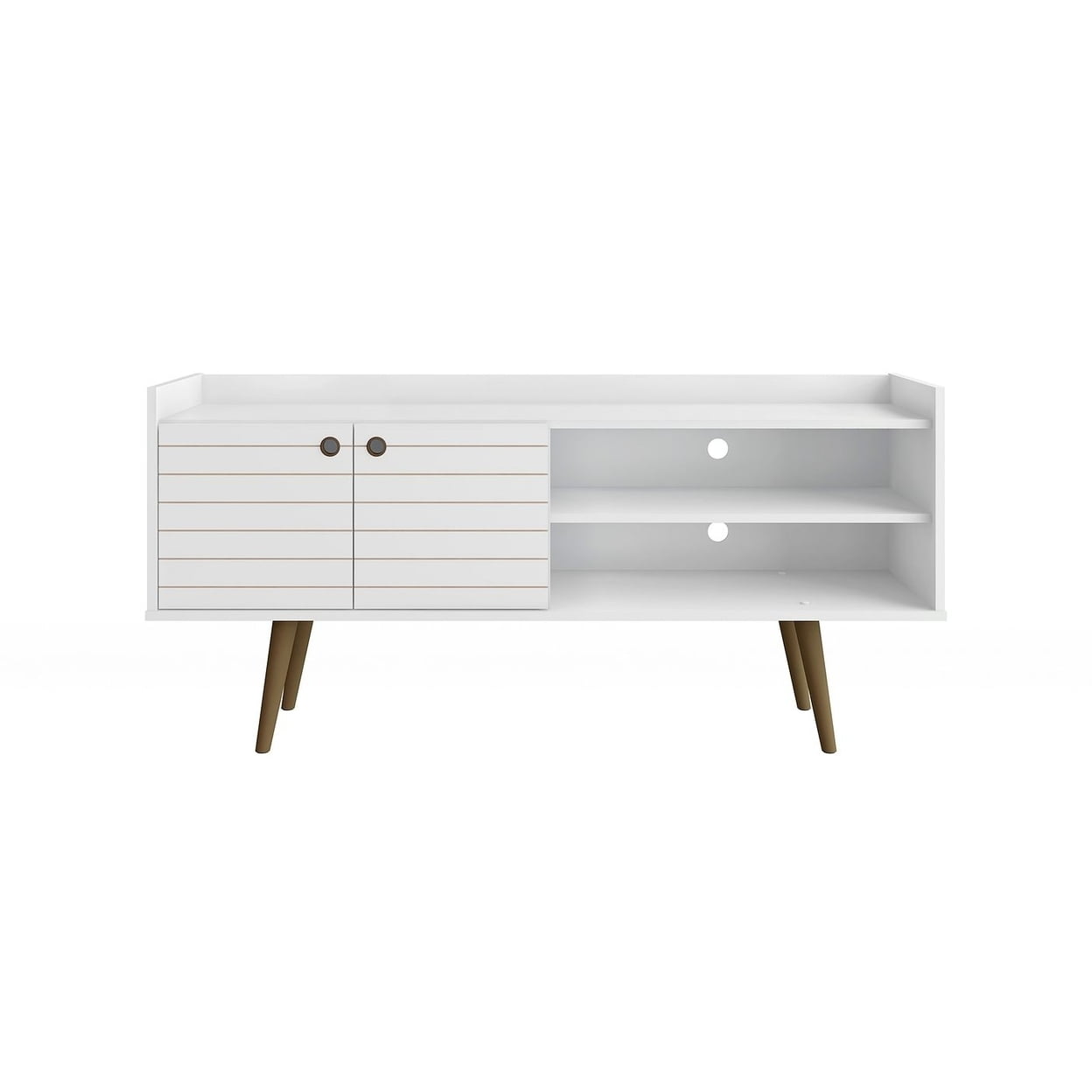 Bogart 53.54" White Mid-Century Modern TV Stand with Cabinet