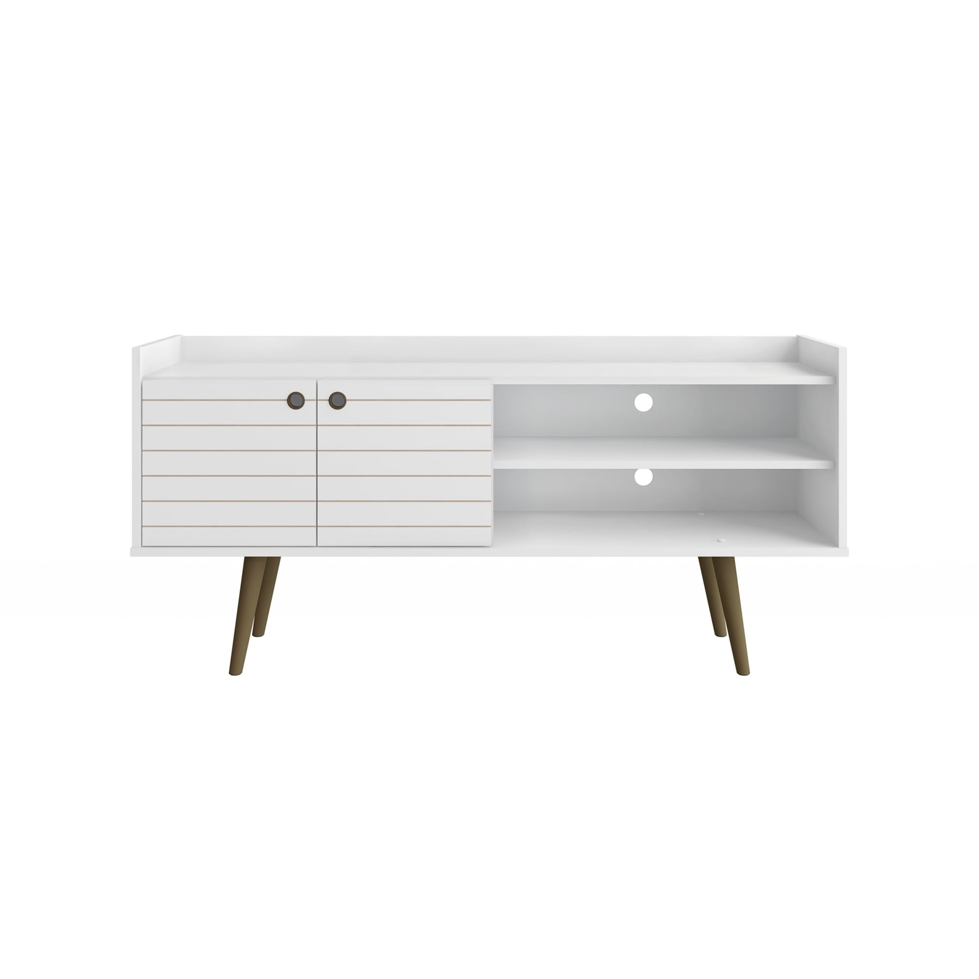 Bogart 53.54" White Mid-Century Modern TV Stand with Cabinet