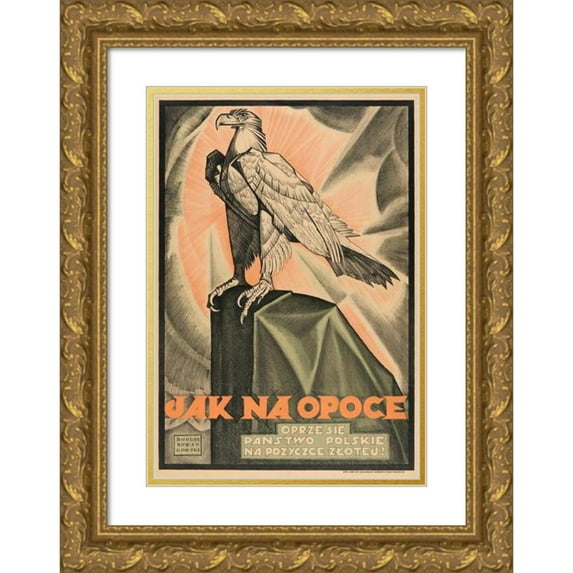 Bogdan Nowakowski 18x24 Gold Ornate Framed and Double Matted Museum Art Print Titled - As on the Opo, the Polish State on a Golden Loan! (1920)