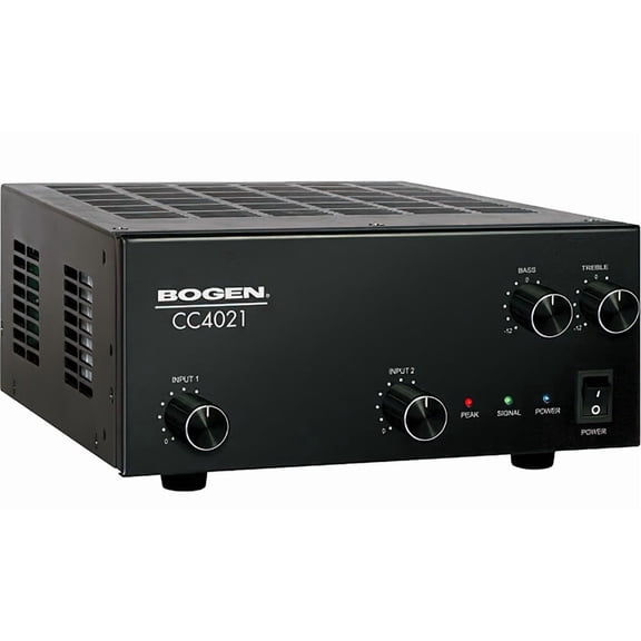 Bogen CC4021 Compact Mixer-Amplifier, 40W 2-Input with Balanced Mic/Line, Aux Input, Priority Muting, Phantom Power, Tone Controls, RCA Record Output, Multi-Impedance Speaker Compatibility