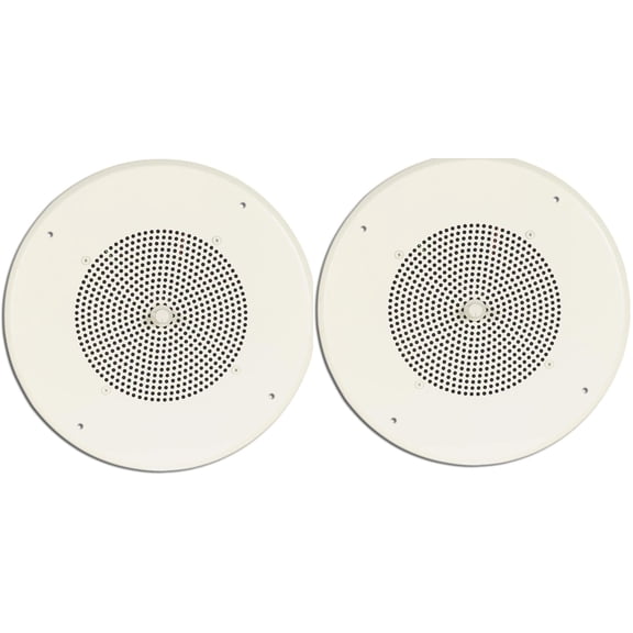 Bogen S86T725PG8WVK Ceiling Speaker Assembly Pack of 2, 8-Inch Passive In-Ceiling PA Speakers with Volume Control Knob, Off-White Enamel Grille, 4W RMS