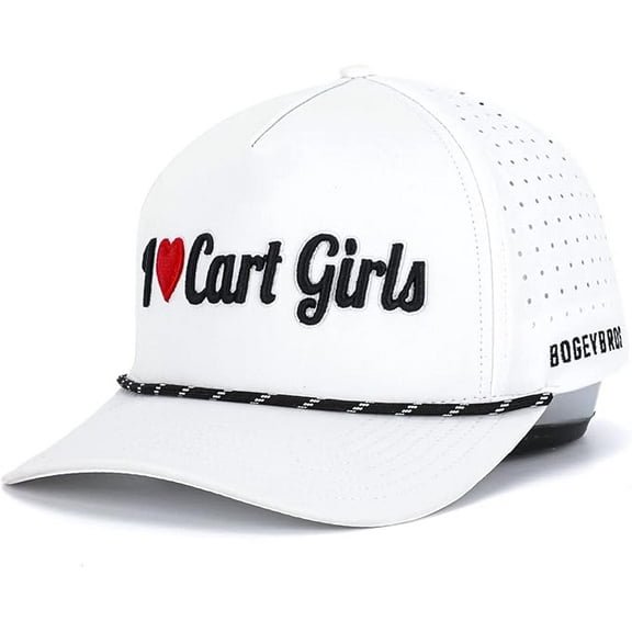 Bogey Bros Golf I Heart Cart Girls Performance Rope Hat White