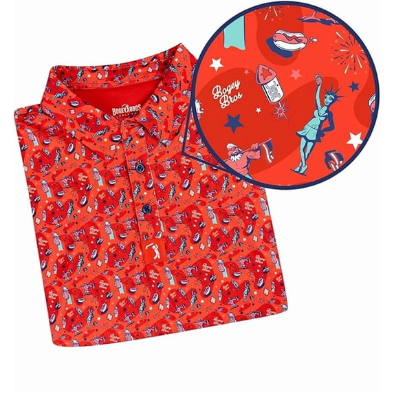 Bogey Bros Golf Mens Leggy Liberty Polo Large Leggy Liberty Large