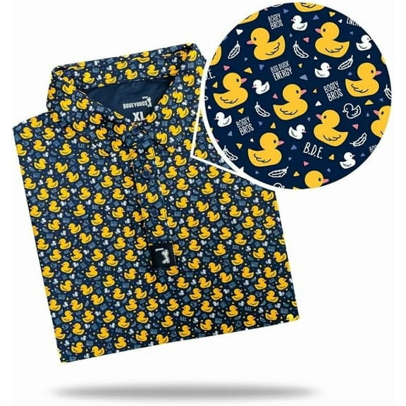 Bogey Bros Men's 4 Way Stretch Short Sleeve Golf Polo Shirt (Medium, Big Duck Energy)