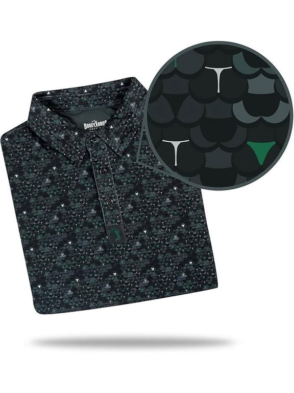 Men's 4 Way Stretch Short Sleeve Golf Polo Shirt (Large, Whale Tail - Snake Skin)