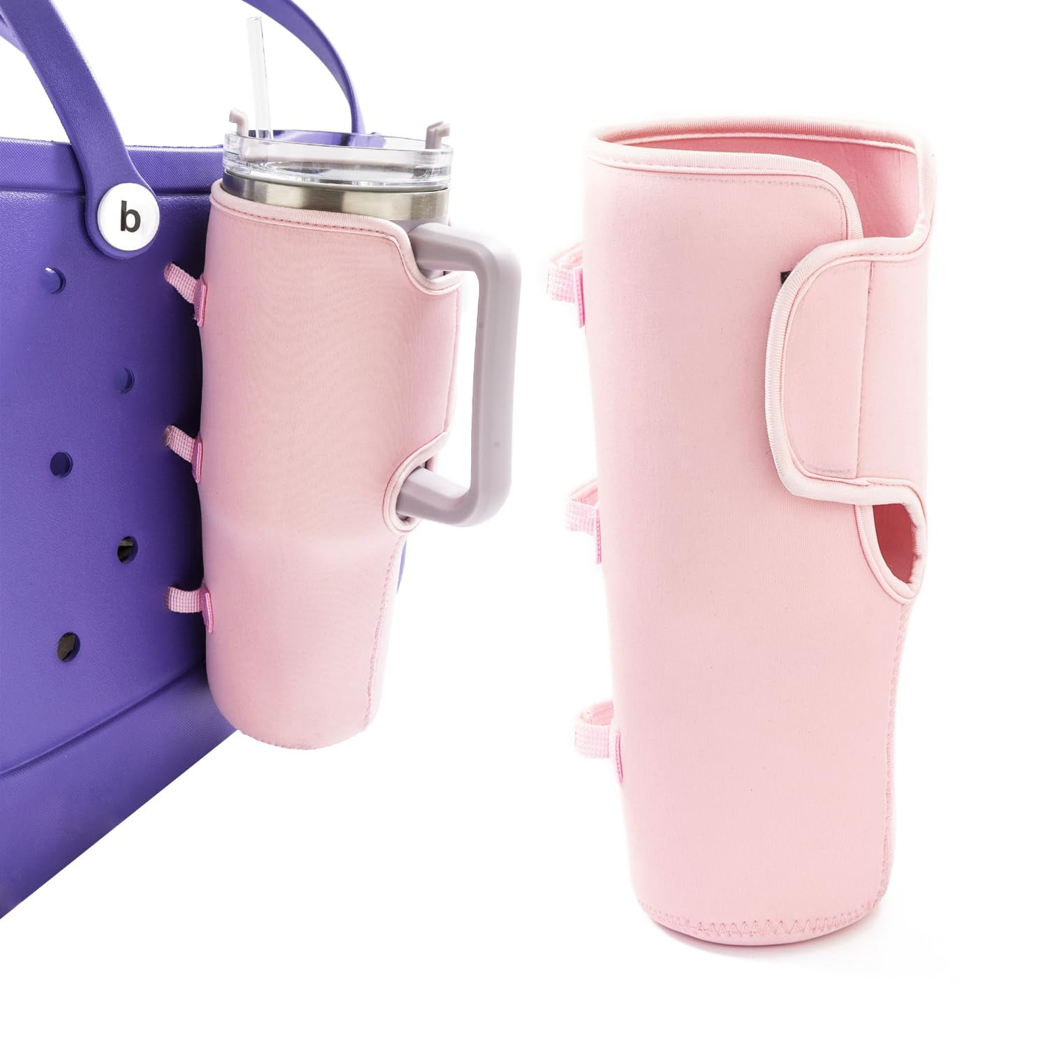 Cup Holder For Bogg Bag – Compatible With Stanley 40oz Tumbler, Adjustable Velcro Straps