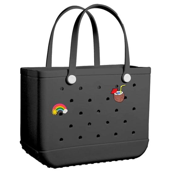 Bogg Bag – Premium Beach Tote for Women, Waterproof & Washable, Great for Travel & Sports,Durable All Purpose Tote Bag,Black,46*23*32cm