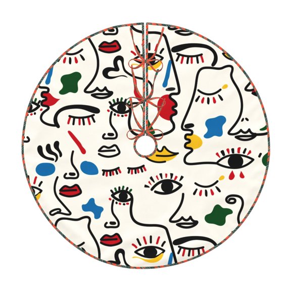 Bogiau Aabstract Eyes Pattern Christmas Tree Skirt with Ties , Christmas Tree Decorations, Farmhouse Christmas Decor Xmas Holiday Decorations-36"