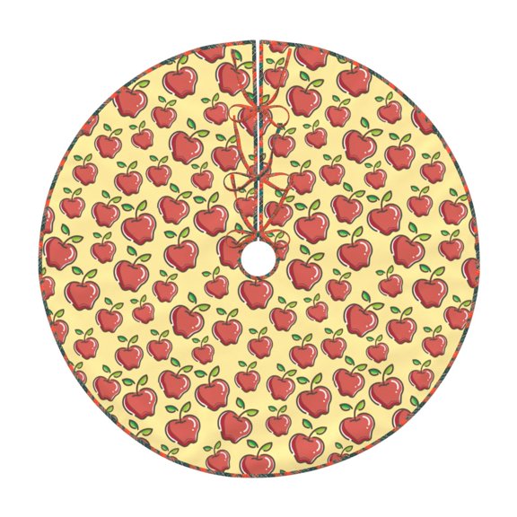 Bogiau Apple Pattern Christmas Tree Skirt with Ties , Christmas Tree Decorations, Farmhouse Christmas Decor Xmas Holiday Decorations-36"