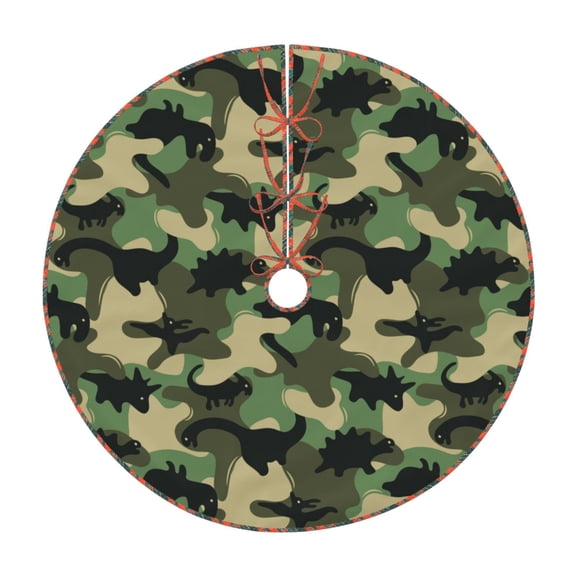 Bogiau Camouflage Dinosaur Pattern Christmas Tree Skirt with Ties , Christmas Tree Decorations, Farmhouse Christmas Decor Xmas Holiday Decorations-36"