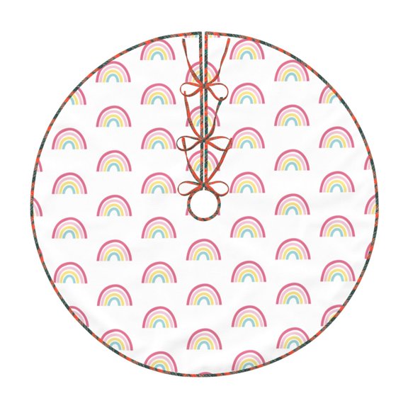 Bogiau Rainbow Pattern Christmas Tree Skirt with Ties , Christmas Tree Decorations, Farmhouse Christmas Decor Xmas Holiday Decorations-36"