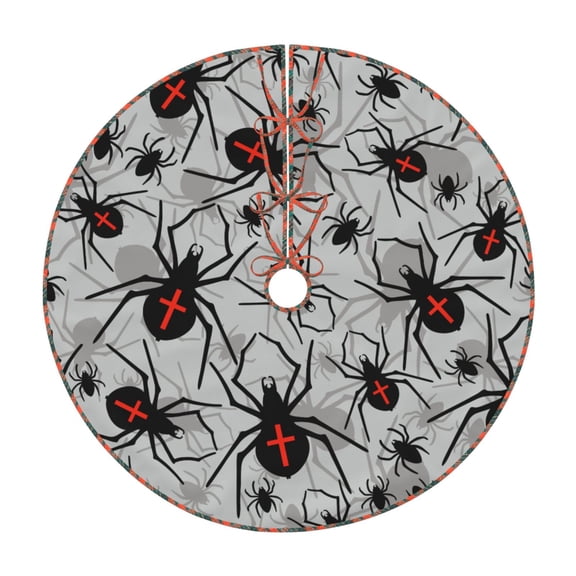 Bogiau Spiders Pattern Christmas Tree Skirt with Ties , Christmas Tree Decorations, Farmhouse Christmas Decor Xmas Holiday Decorations-36"
