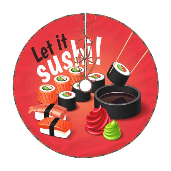 Bogiau Sushi Pattern Christmas Tree Skirt with Ties , Christmas Tree Decorations, Farmhouse Christmas Decor Xmas Holiday Decorations-36"
