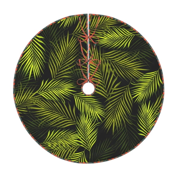 Bogiau Tropical Palm Leaves Fern Leaf Pattern Christmas Tree Skirt with Ties , Christmas Tree Decorations, Farmhouse Christmas Decor Xmas Holiday Decorations-36"