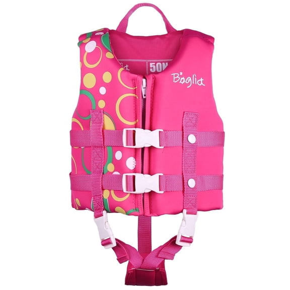 Gogokids Toddler Swim Vest Life Jacket-Kids Flotation Buoyancy Swimwear Trainer Aid Vest with Adjustable Safety Strap, Age 1-9 Years/18-77lbs, Pink Bubble