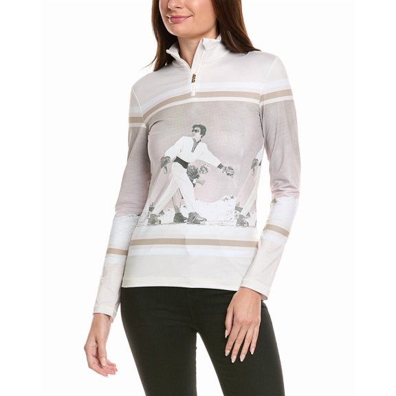 Bogner womens Beline2 1/4-Zip Pullover, 10, Grey